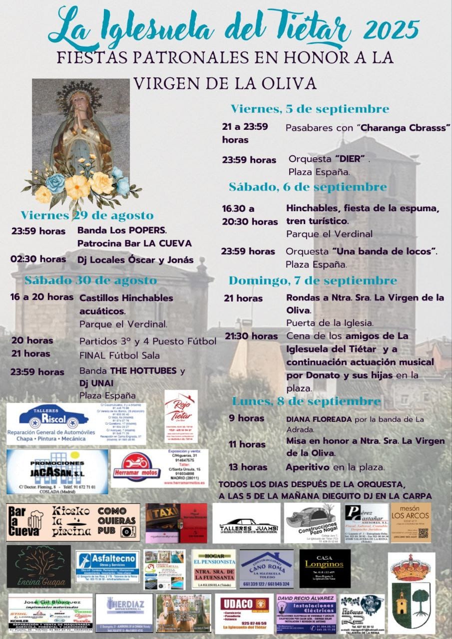 Fiesta Patronales en honor a la Virgen de la Oliva (Patron Saint Festival in honor of the Virgin of the Olive) in La Iglesuela del Tiétar,