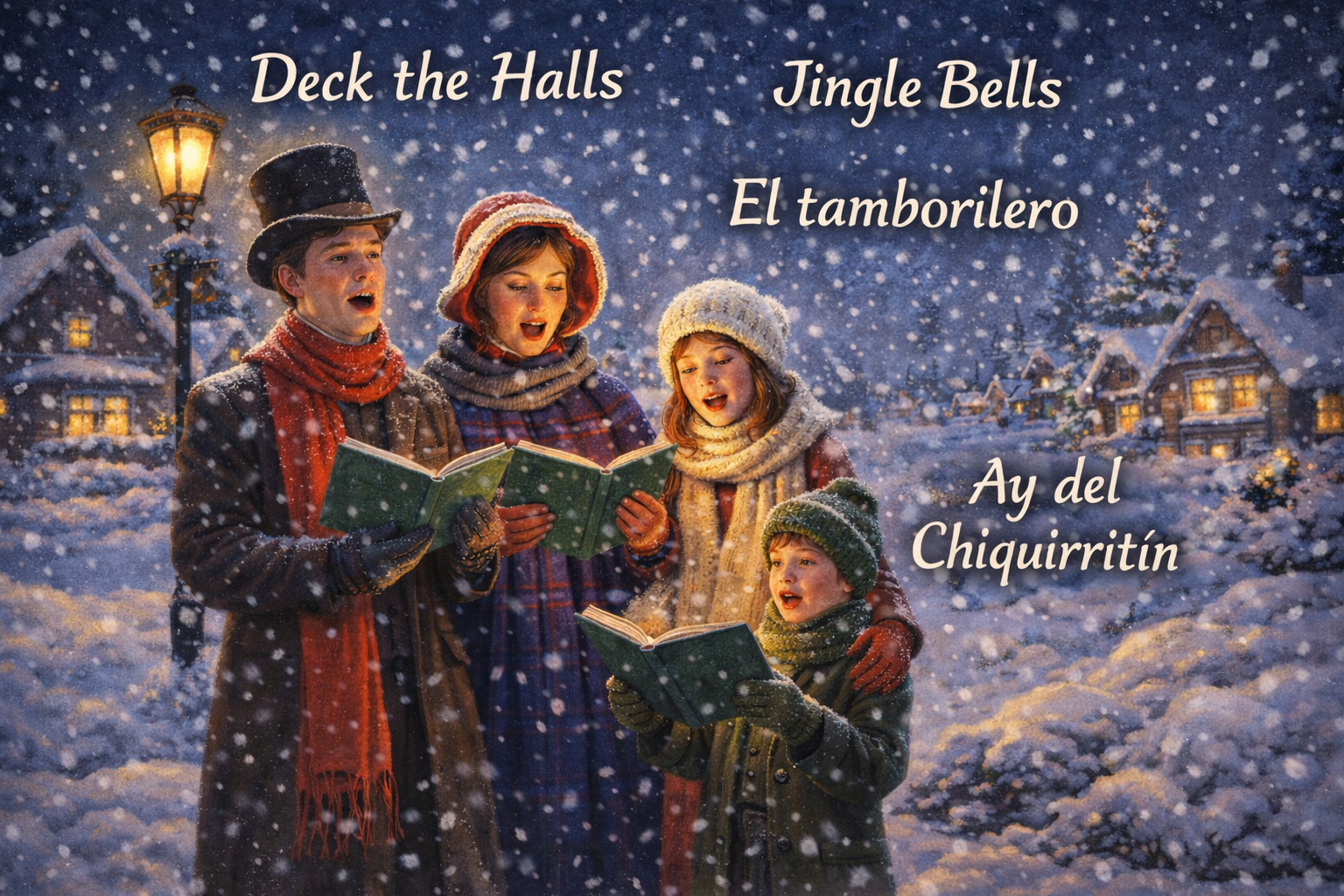 Christmas carolers singing Christmas songs