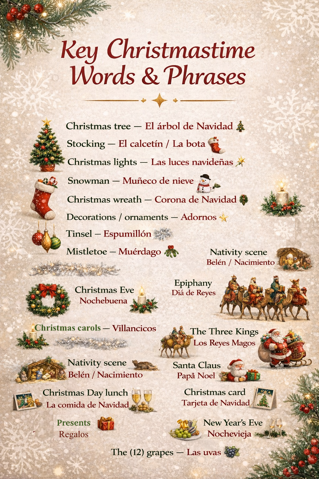 Palabras y expresiones clave navideñas