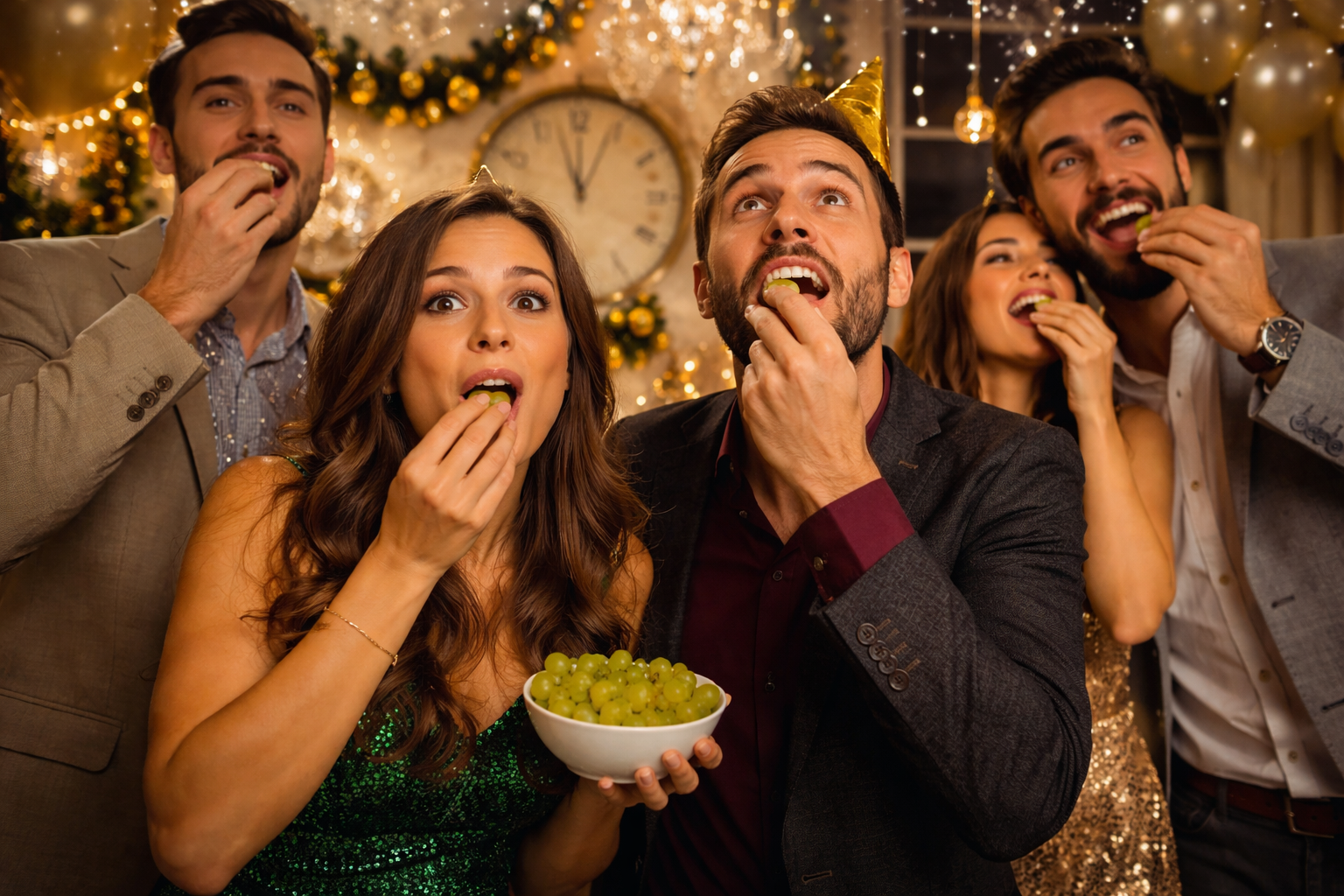 Eating 12 grapes at midnight on New Year's Eve